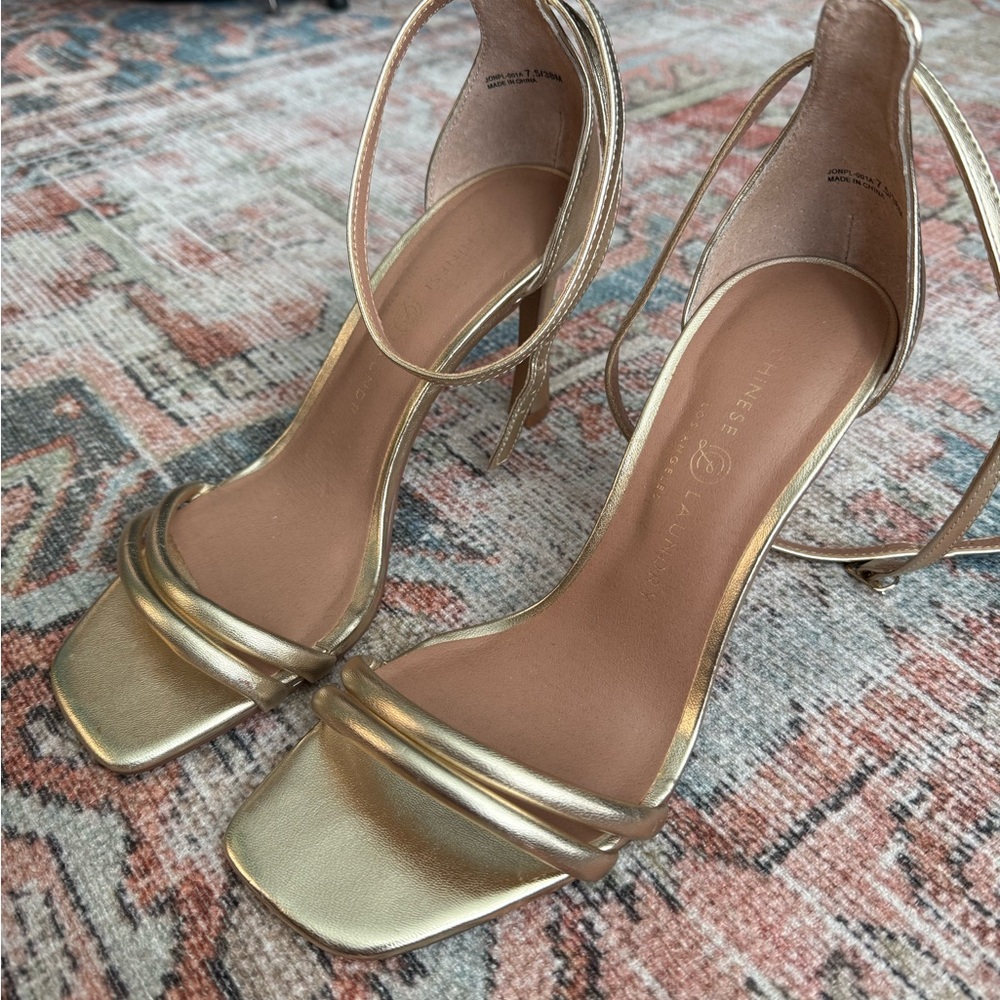 Chinese laundry Gold Strappy Heels